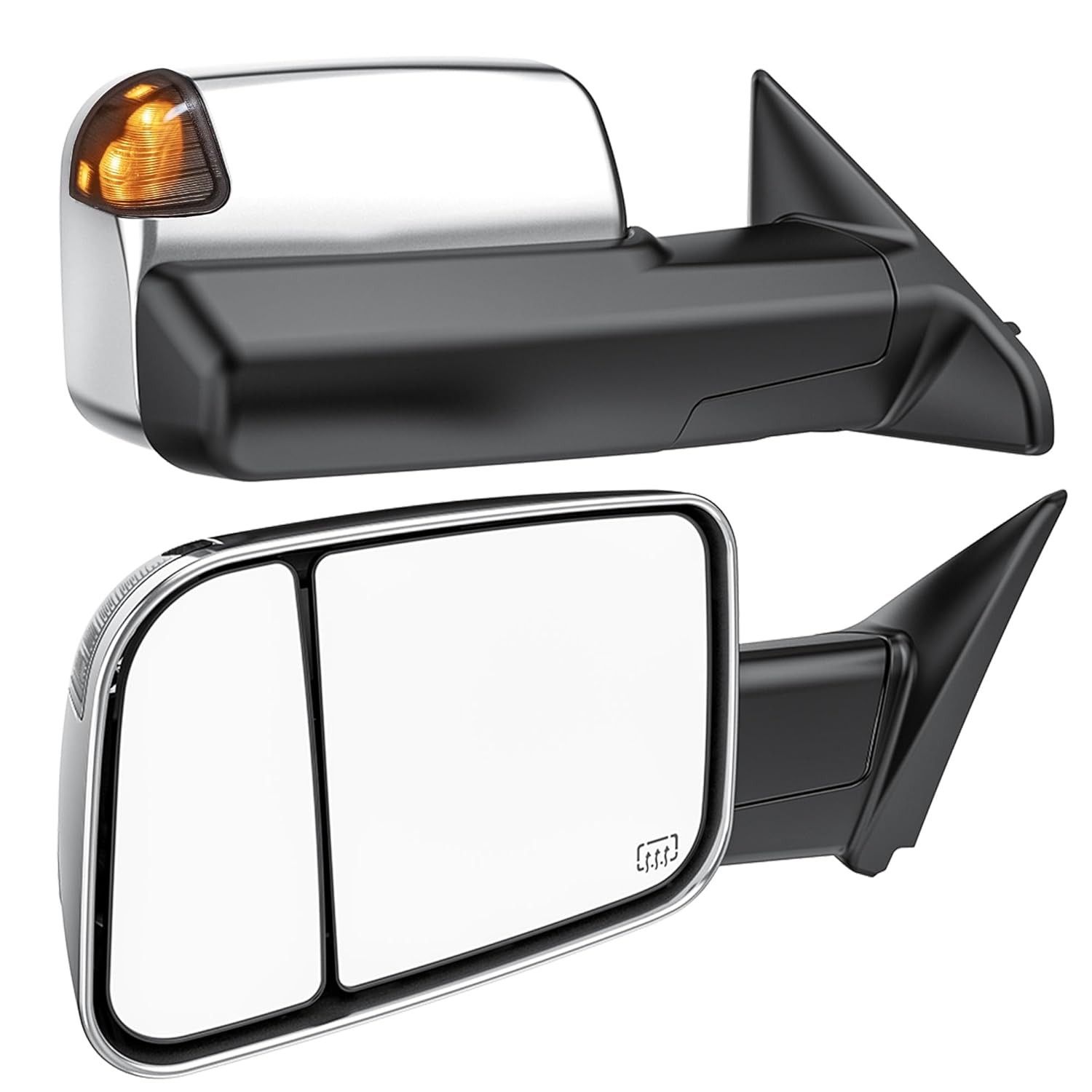Espelhos de Reboque Aquecidos para Dodge Ram 1500/2500/3500 (2009-2018) - Visibilidade e Segurança Ampliadas