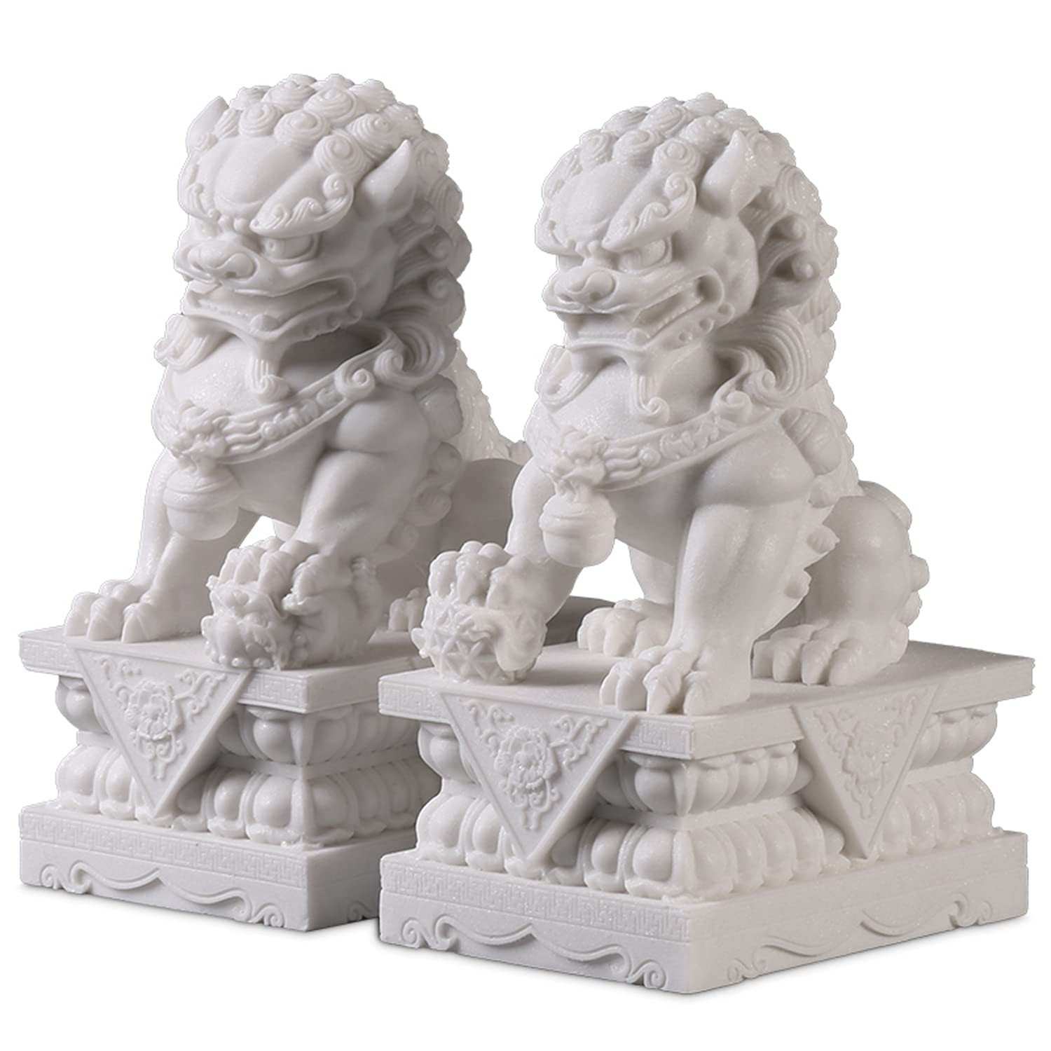 Par de Estátuas Foo Dogs Grandes - Leões Guardiões Feng Shui para Proteção e Prosperidade em Casa e Ambientes Externos
