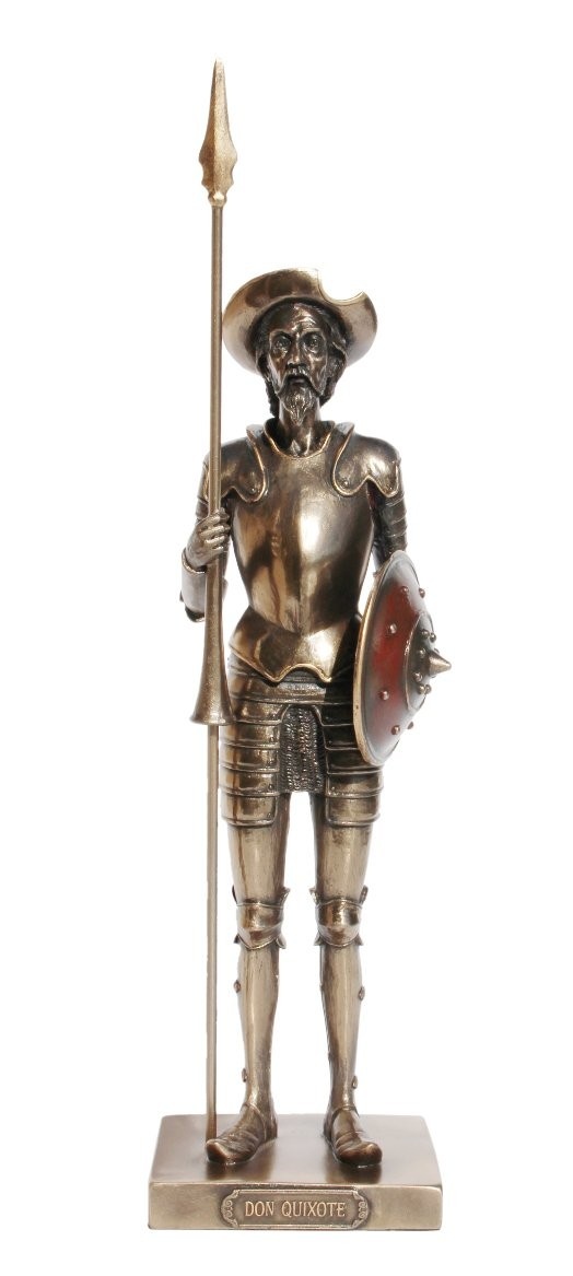 Estatueta de Bronze Fundido Dom Quixote com Lança 30 cm - Obra de Arte para Colecionadores