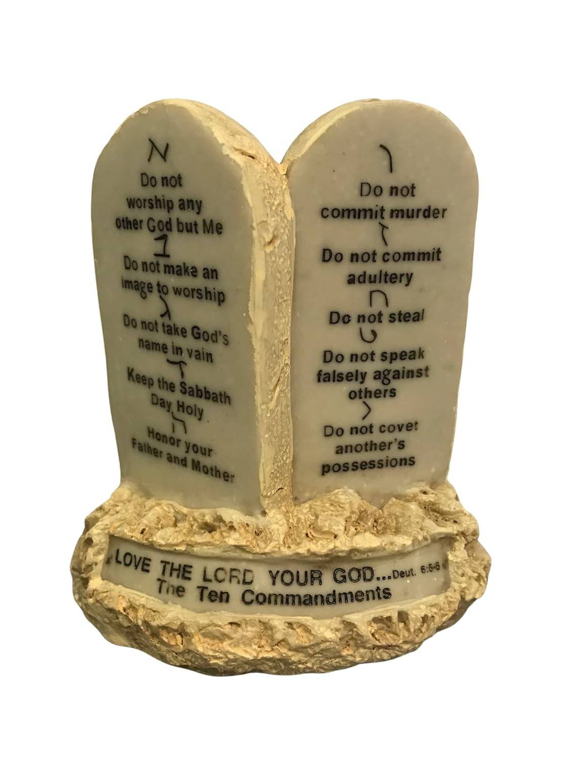 Replica de Estátua dos Dez Mandamentos em Design de Pedra - 4,2 Polegadas - Decoração Bíblica Inspiradora