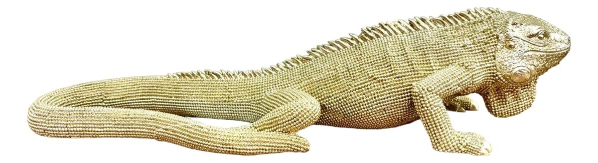 Escultura Iguana em Polirresina Dourada - Decoração Moderna e Elegante