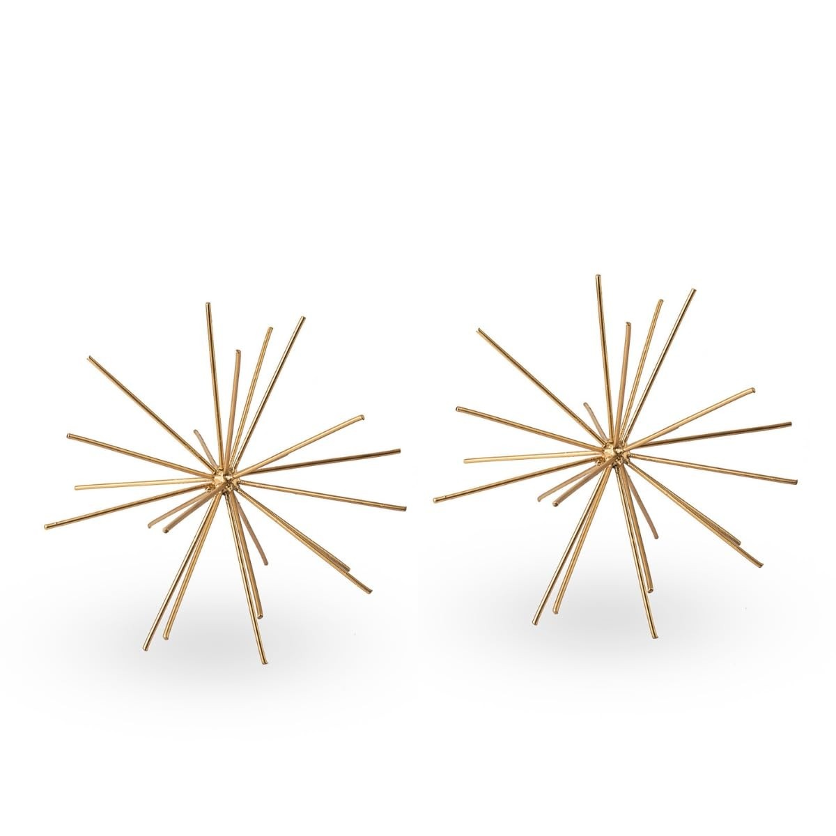 Kit 2 Esculturas Ouriço Dourado 24cm - Decoração Artesanal em Ferro Moderna