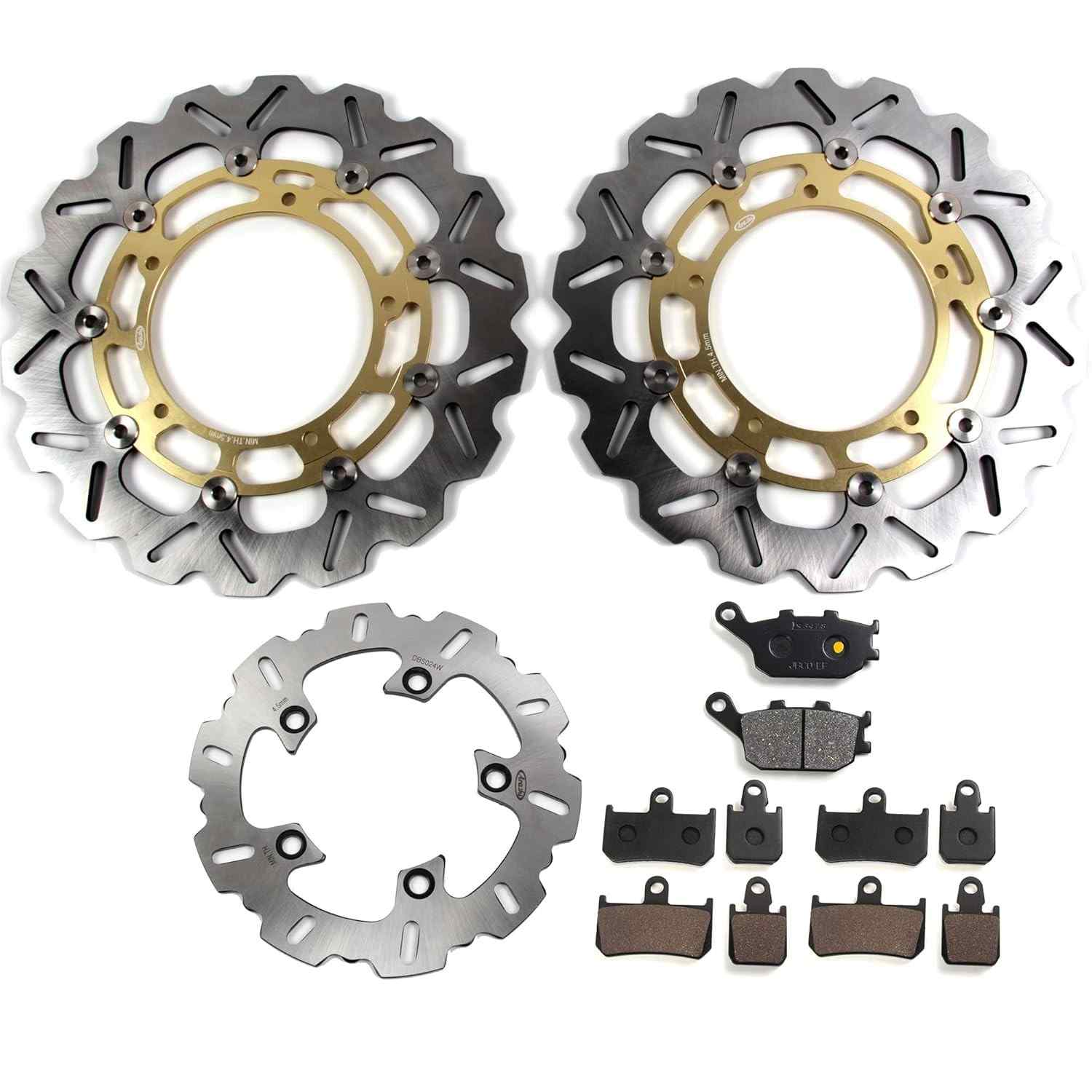 Rotores e Pastilhas de Freio Arashi Dourados para Yamaha YZF R1 (2007-2014) - Performance e Segurança