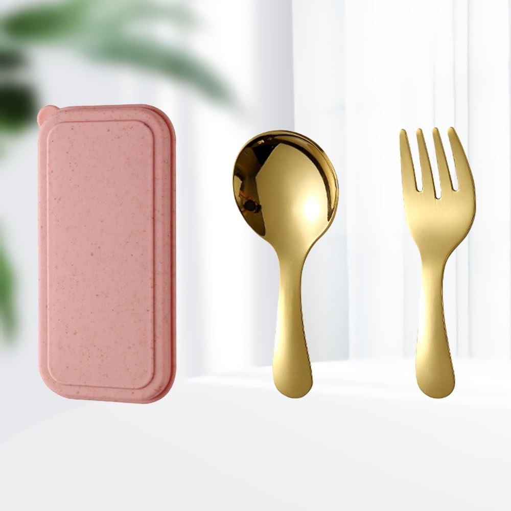 Conjunto de Talheres Dourados em Aço Inox – Portáteis com Estojo | Reutilizáveis para Viagens e Uso Diário