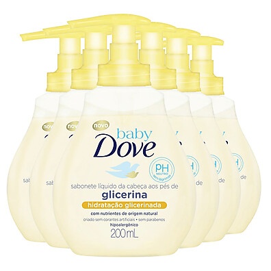Dove Baby: Kit 6 Sabonetes Hidratação Glicerinada