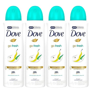 Dove Go Fresh Pera e Aloe Vera – Kit com 4 Aerosóis 150ml