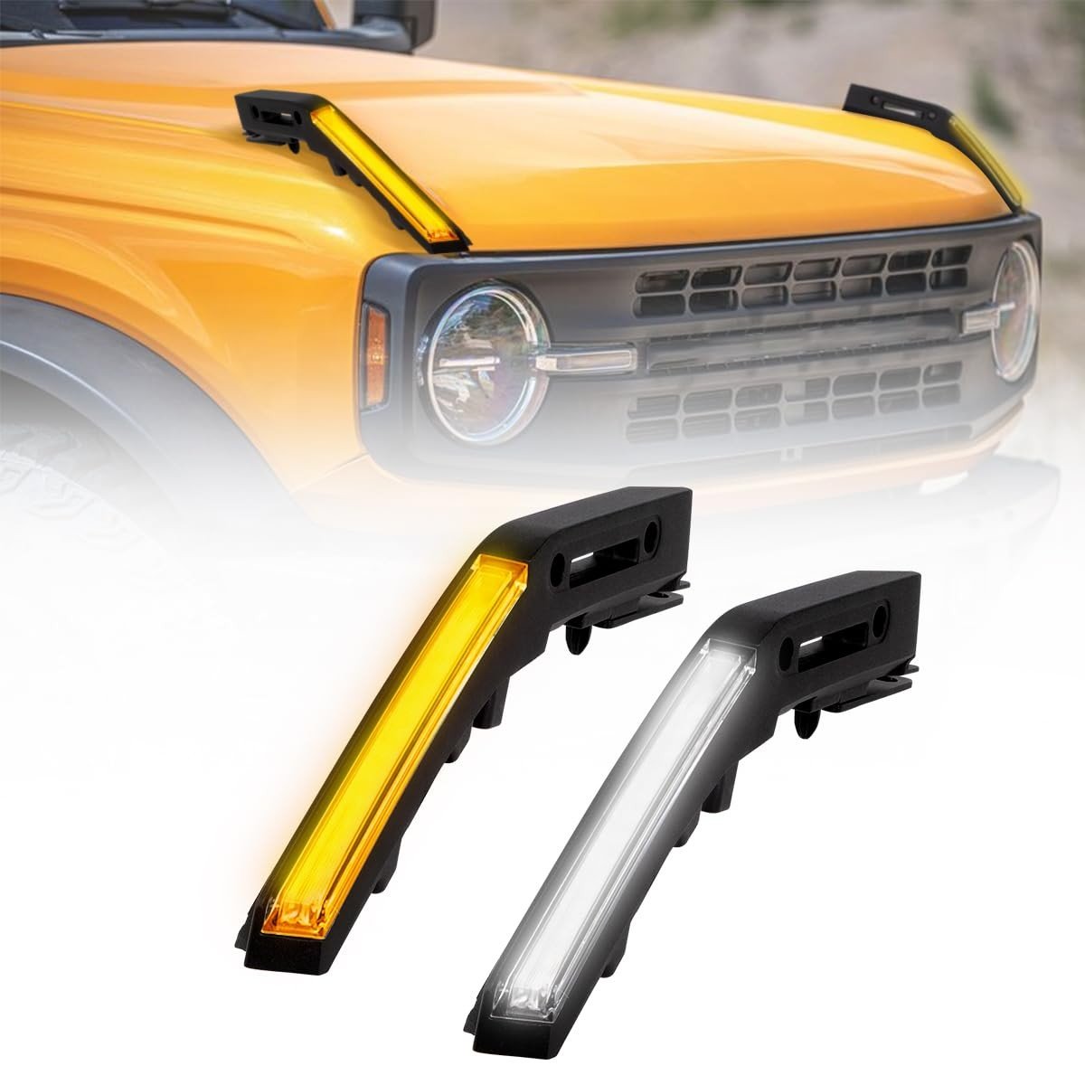 Faróis de Neblina LED com DRL Âmbar Dinâmico para Ford Bronco 2021-2024 | Estilo e Segurança Off-Road