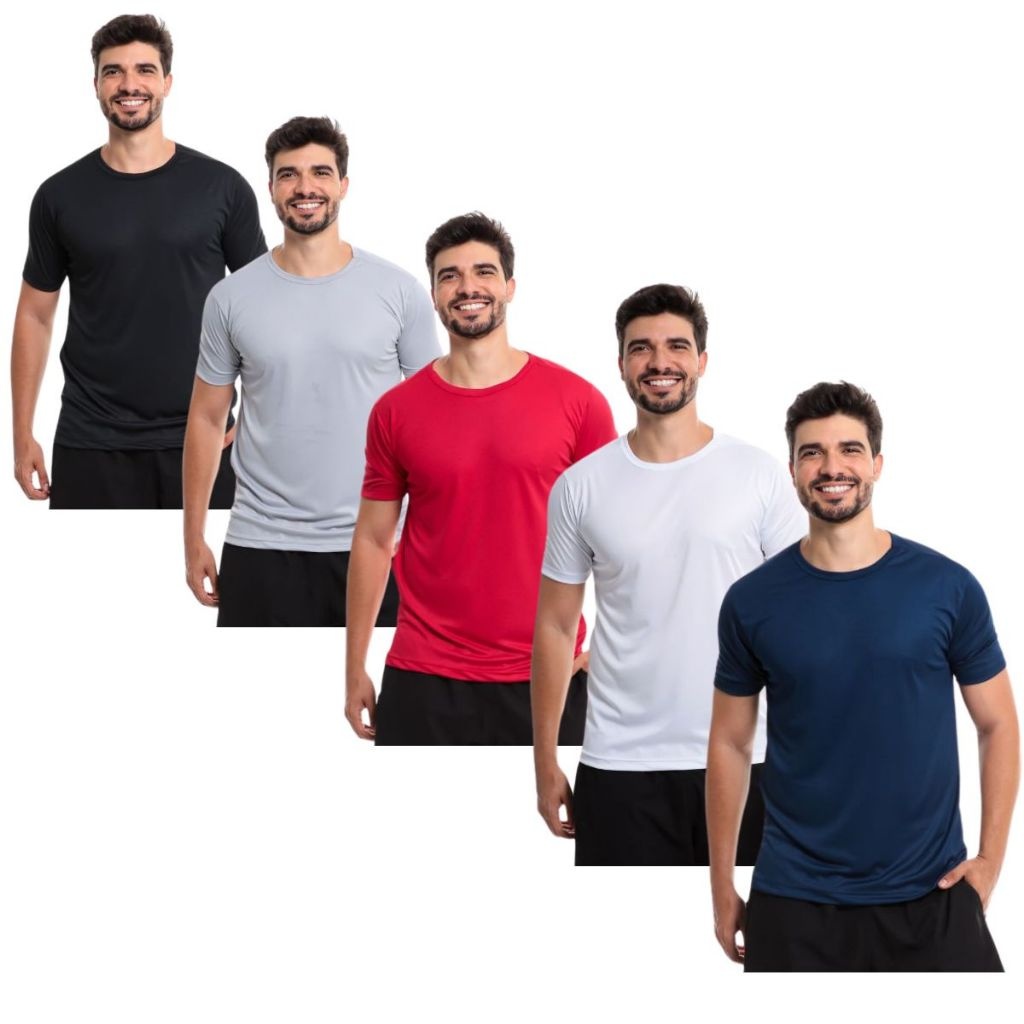 Dry Fit Masculina: Kit 5 Camisetas para Treino e Dia a Dia