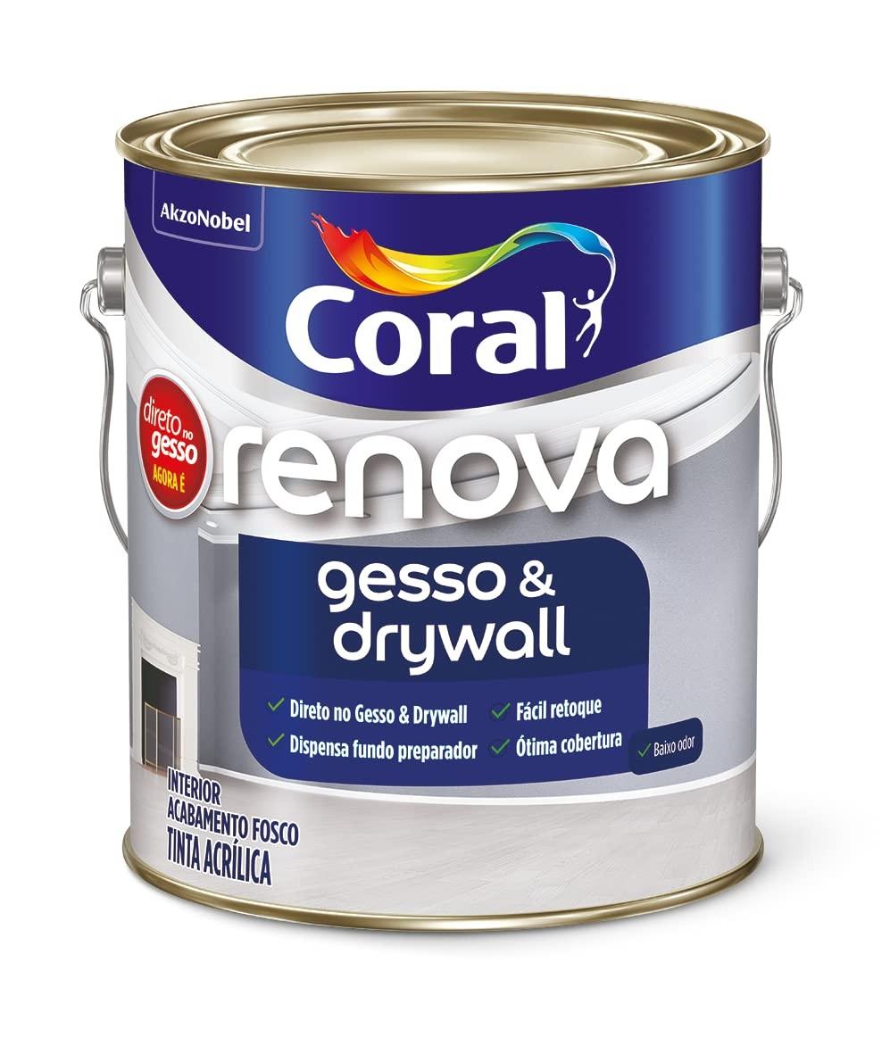 Tinta Coral Renova Gesso & Drywall Branco 3,6L: Acabamento Perfeito Sem Fundo Preparador