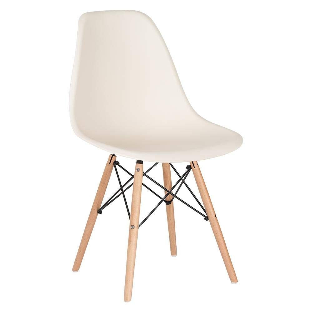 Cadeira Charles Eames Eiffel DSW - Design Moderno com Pés de Madeira Clara e Assento em Polipropileno