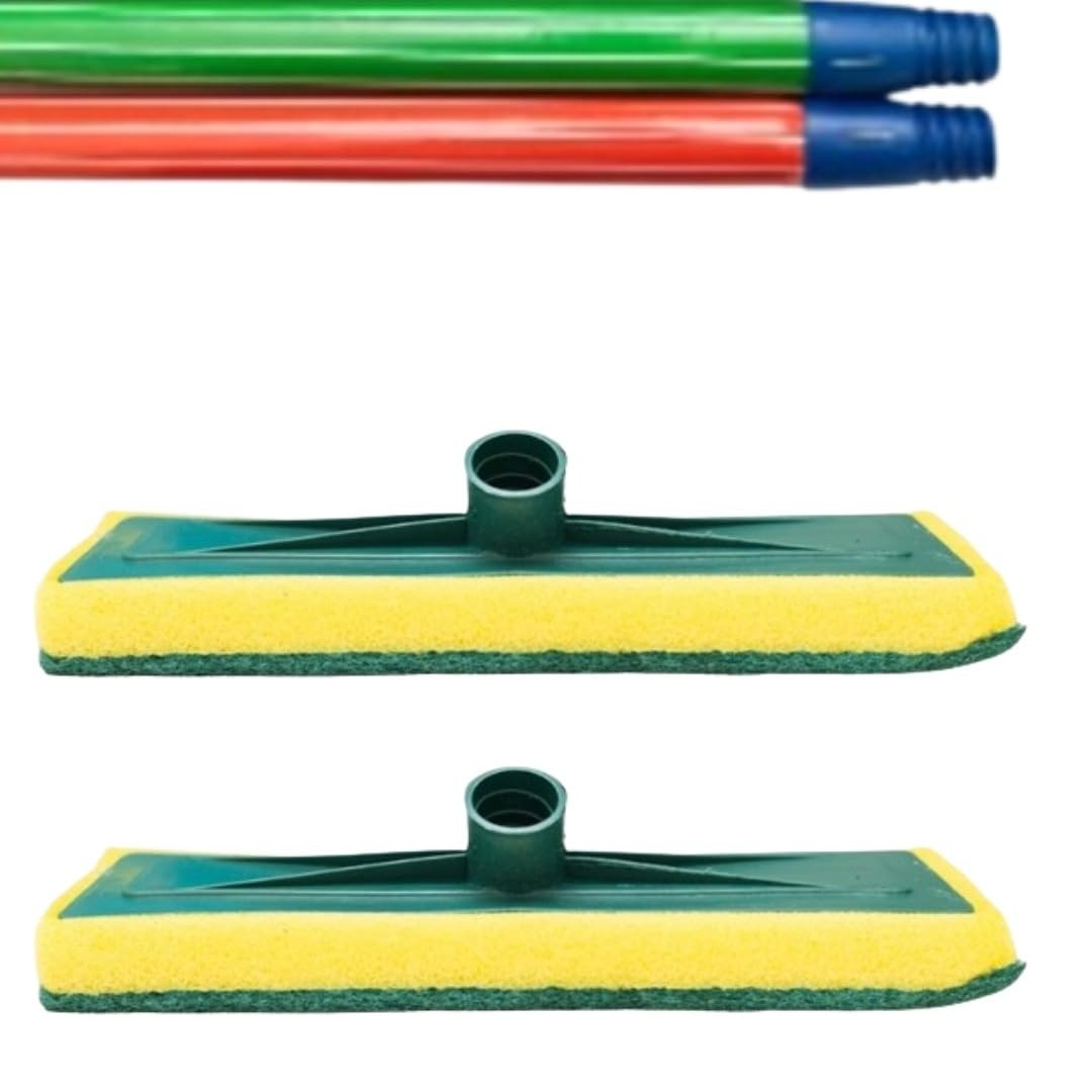 Kit de Limpeza para Azulejos com Esponjas Dupla Face e Cabos Extensíveis - 2 Unidades