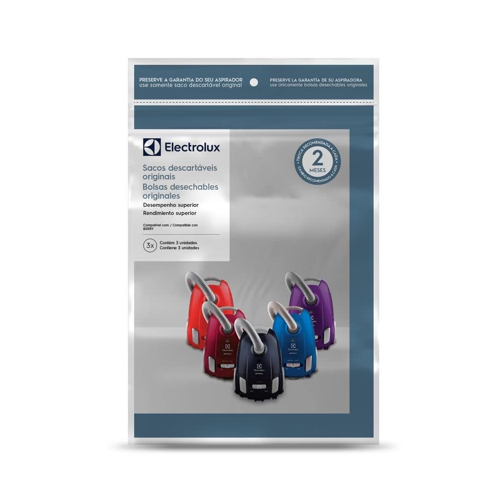 Kit 3 Sacos para Aspirador BERRY - Biodegradáveis e com Dupla Filtragem