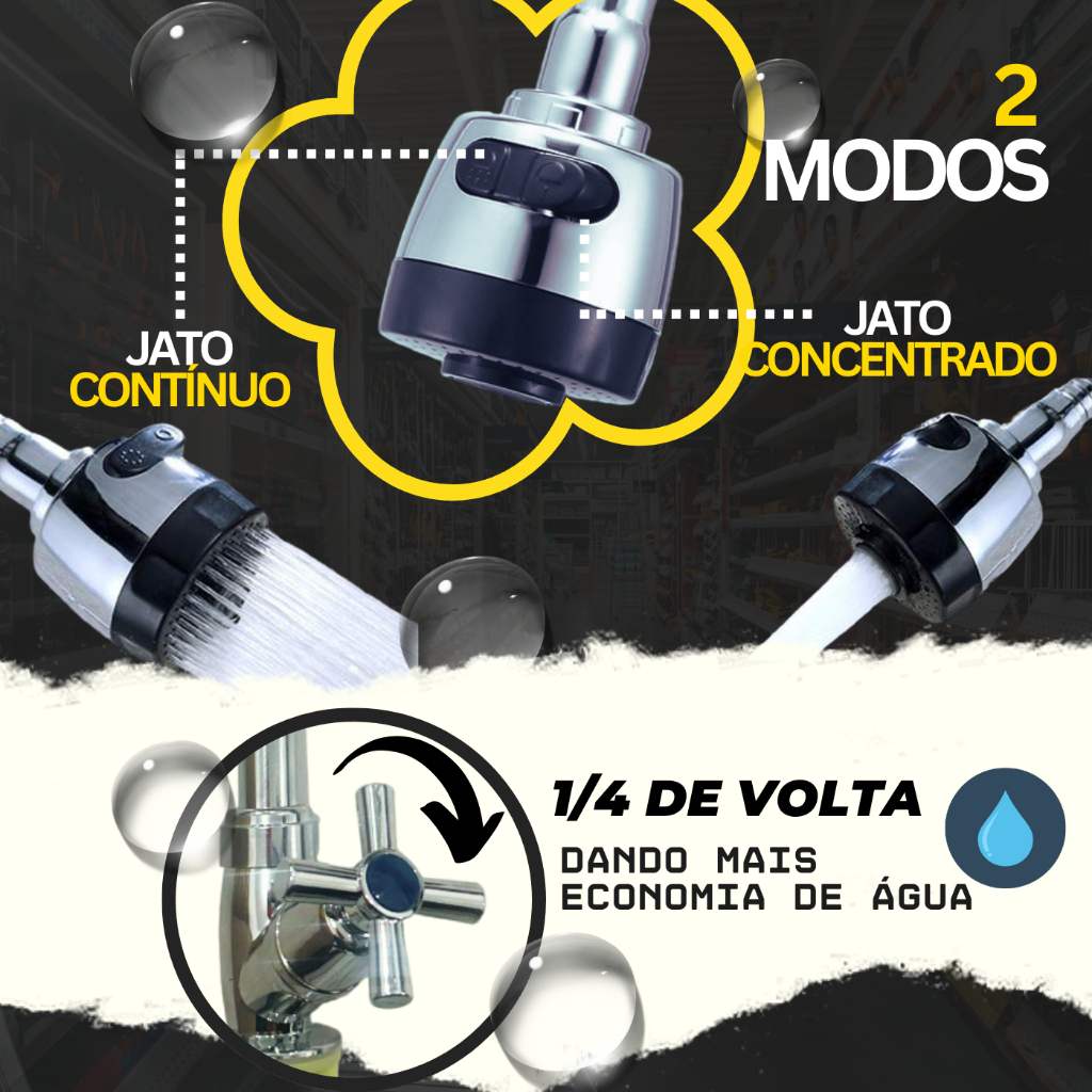 Torneira Gourmet Inox com Bica Móvel e Jato Duplo