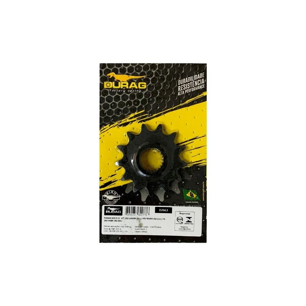 Pinhão Durag 13 Dentes P520 para XTZ Lander/Fazer 250 - Potência e Durabilidade
