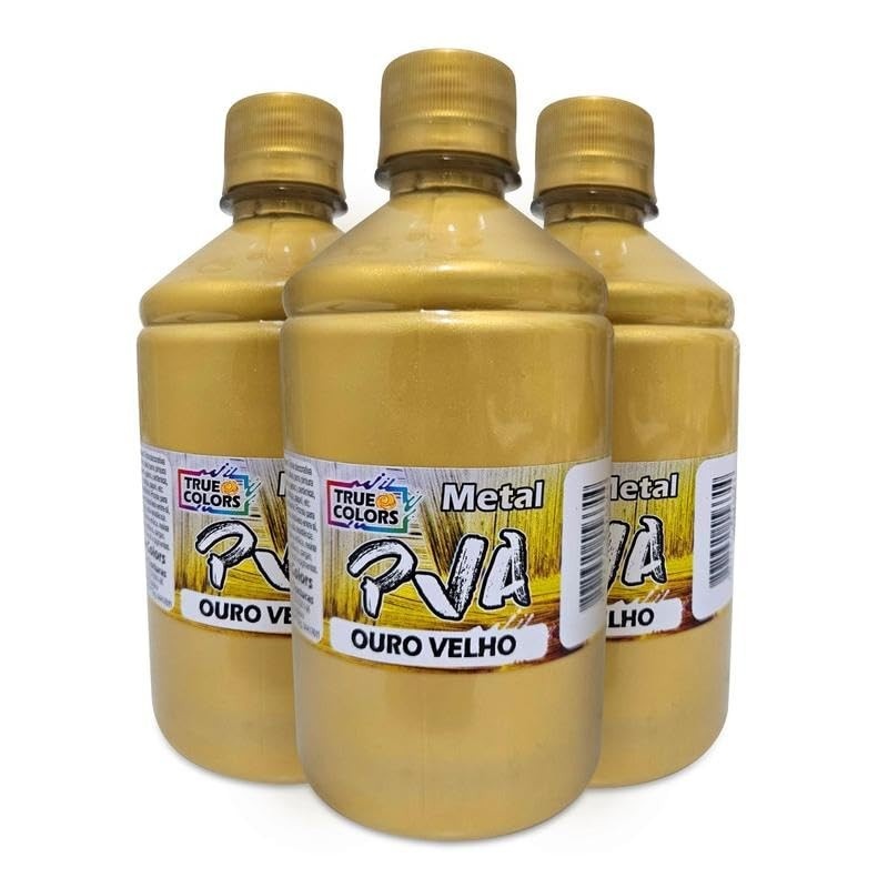 Tinta PVA Metal 500ml Ouro Velho - Brilho Intenso e Durabilidade