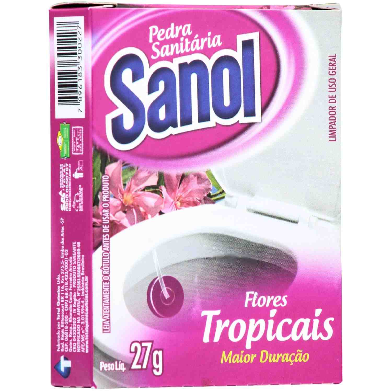 Sanol Pedra Sanitária Flores Tropicais 27g - Fragrância Duradoura e Combate a Bactérias