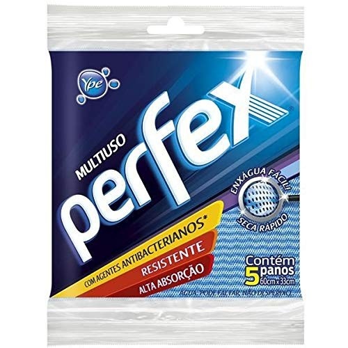 Pano Perfex Azul - 5 Unidades | Limpeza Eficiente e Duradoura para o Lar