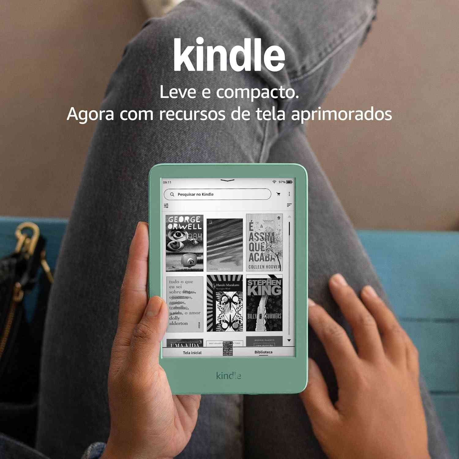 Kindle 16GB Verde: Leitura Imersiva e Sem Distrações | Tela Antirreflexo e Bateria Duradoura