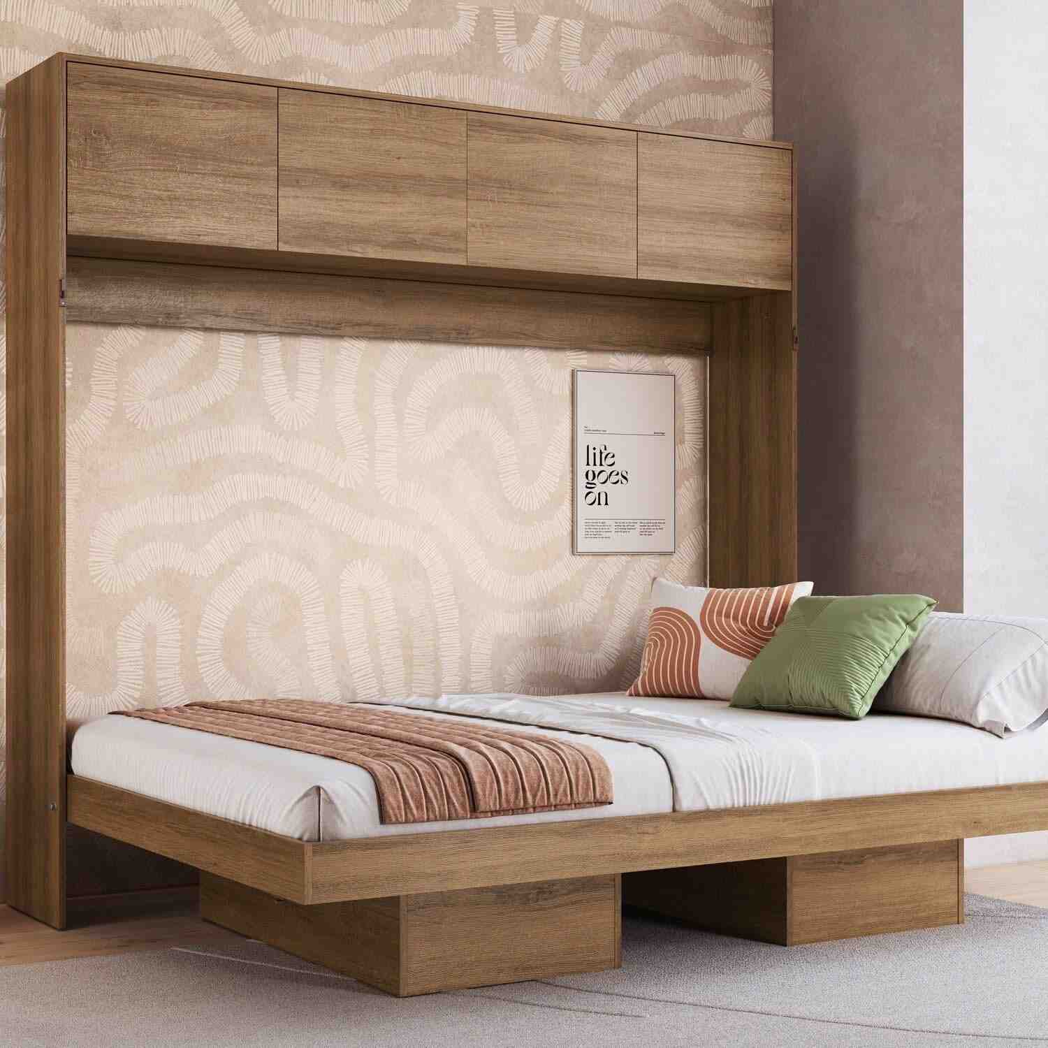 Cama Casal Articulável Horizontal com Portas 140 Hanover Mel - Design Moderno e Conforto Duradouro