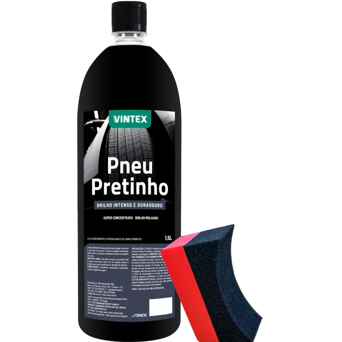 Renovador Pneu Pretinho Vintex 1,5L: Brilho Intenso e Efeito Molhado Duradouro
