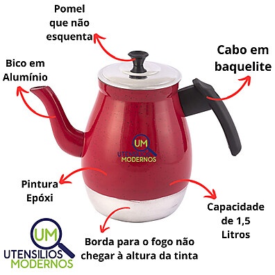 Bule de Café Alumínio 1,5L: Prático, Rápido e Durável