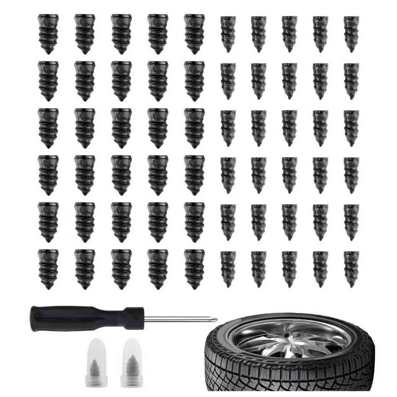 Kit Reparo Pneu Carleef 60 Peças: Borracha + Aço para Conserto Rápido e Durável