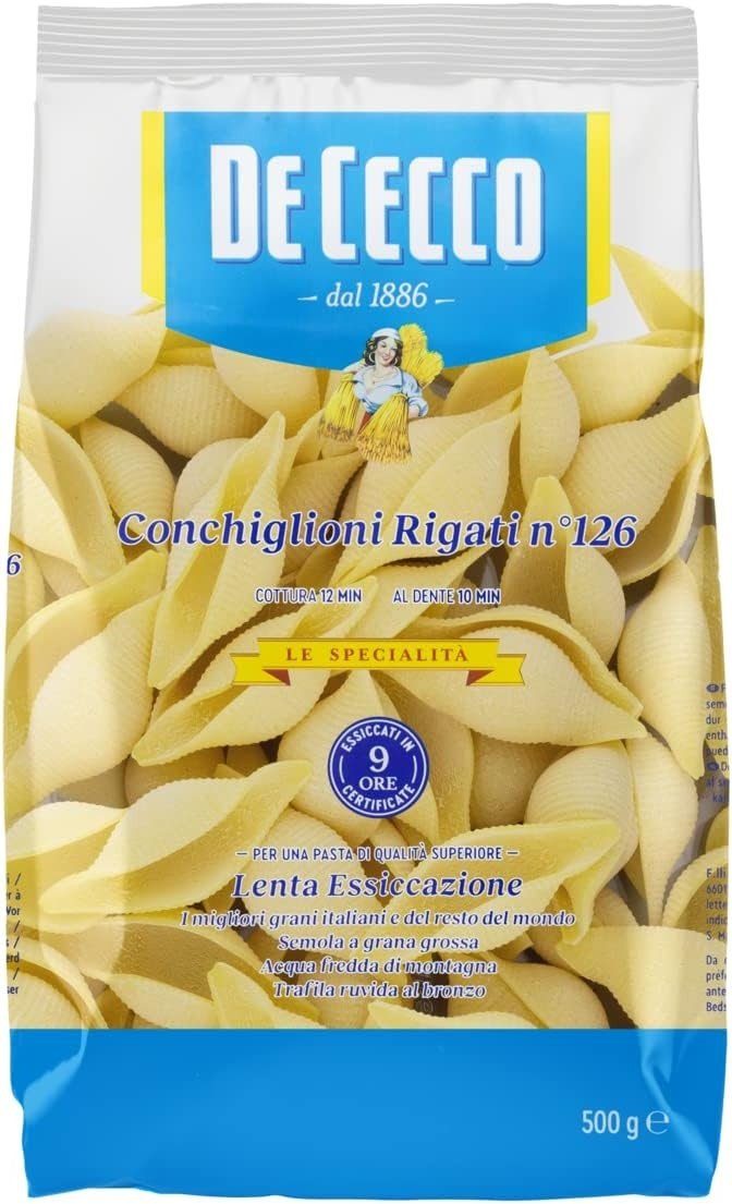 Macarrão de Trigo Grano Duro Conchiglioni Rigate 126 De Cecco Pacote 500g