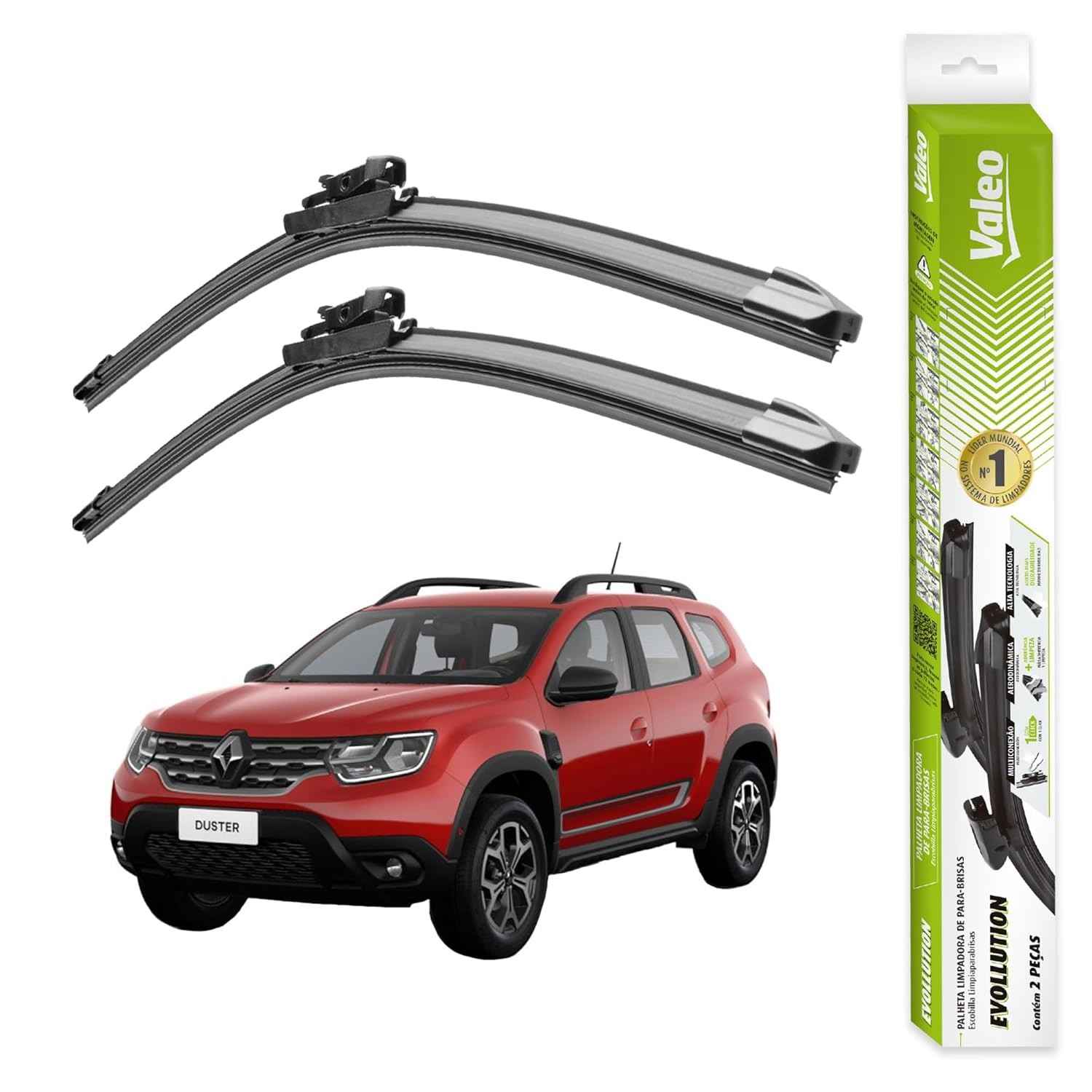 Par Palheta Limpador Parabrisa Valeo Evolution Original Renault Duster 2021-2025