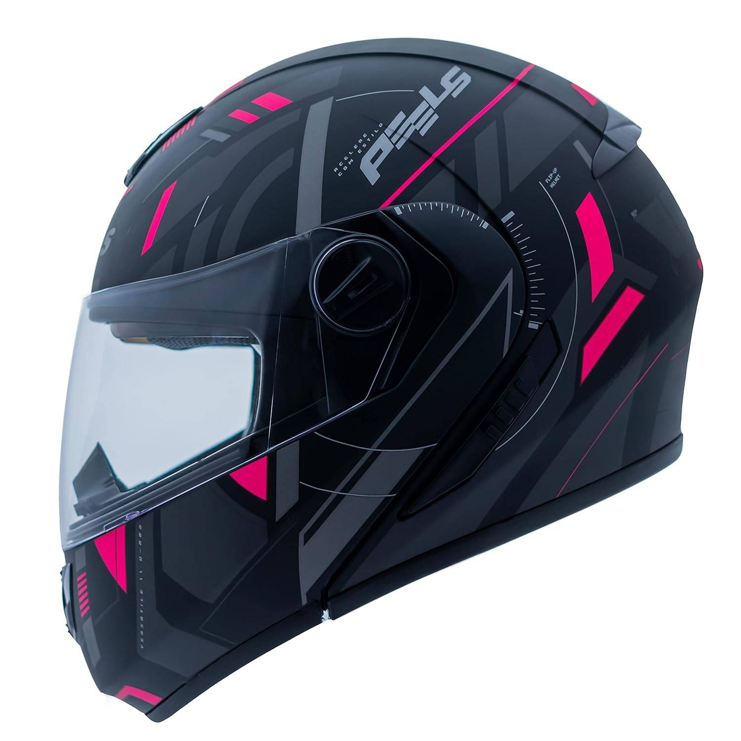 Capacete Articulado Peels U-RB2 Dynamic Preto Fosco/Pink - Segurança e Estilo para Sua Moto