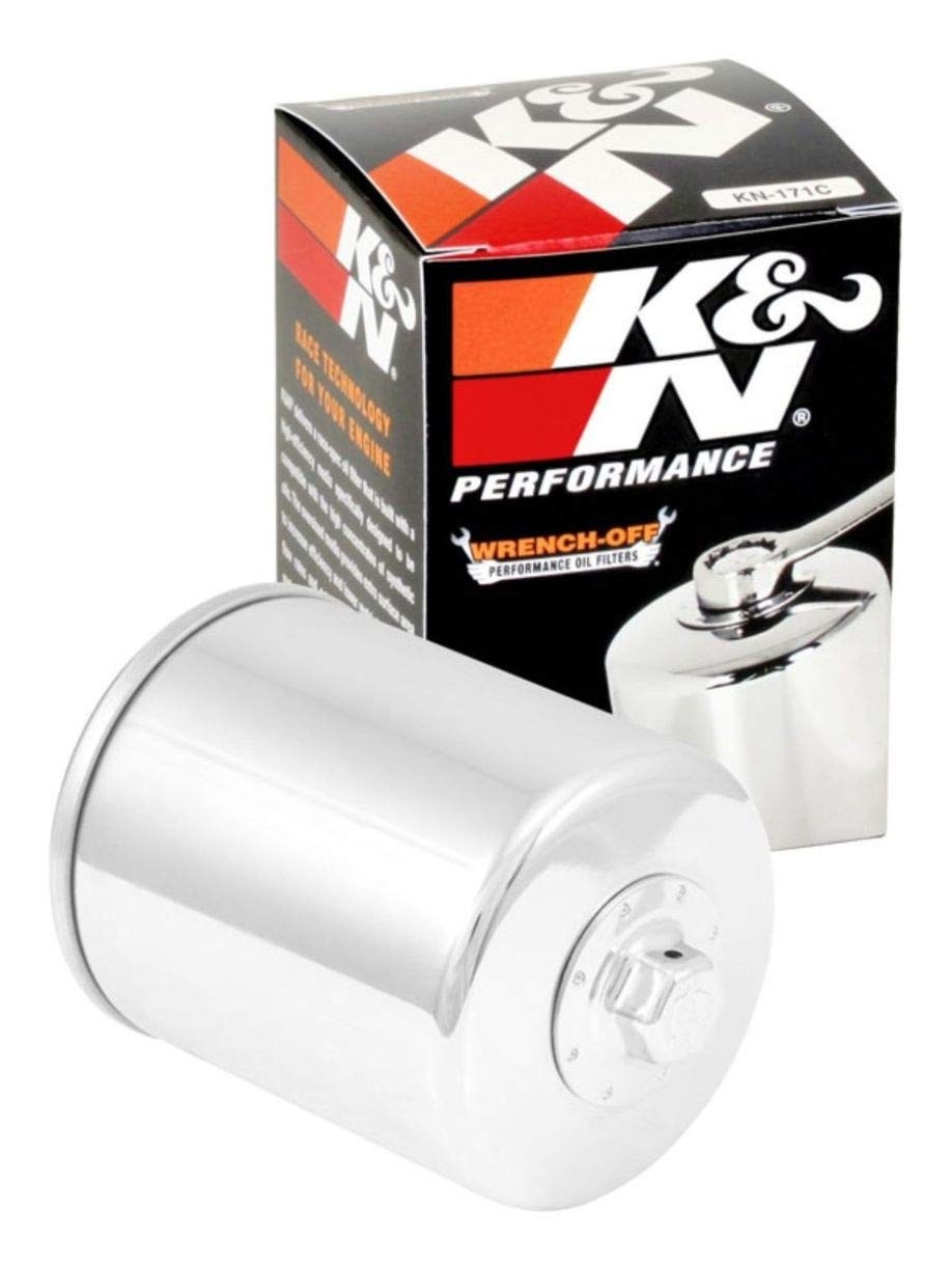 Filtro de Óleo Cromado K&N KN-171 para Harley Davidson Softail, Dyna e Touring