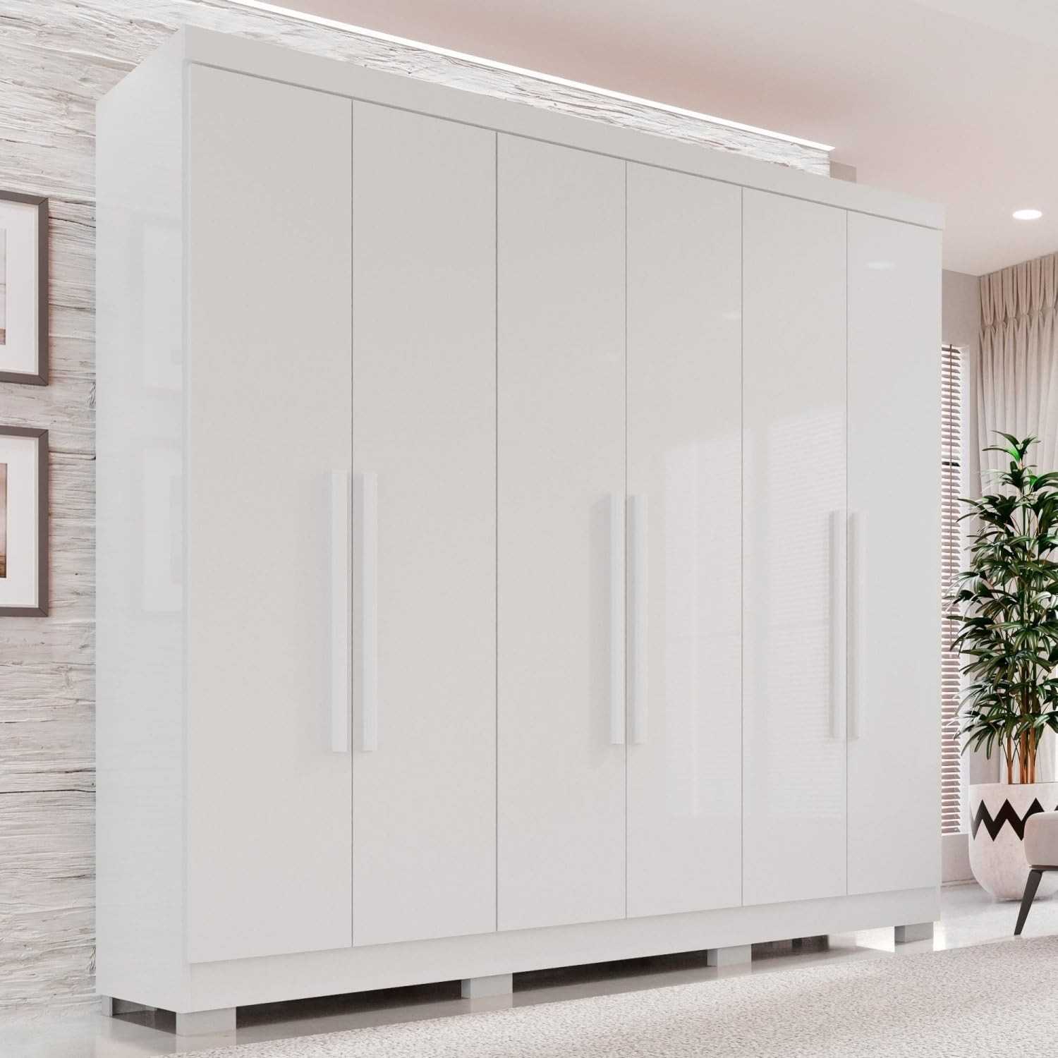 Guarda-Roupa Casal 6 Portas 2 Gavetas França Branco – Organização e Estilo no Dormitório