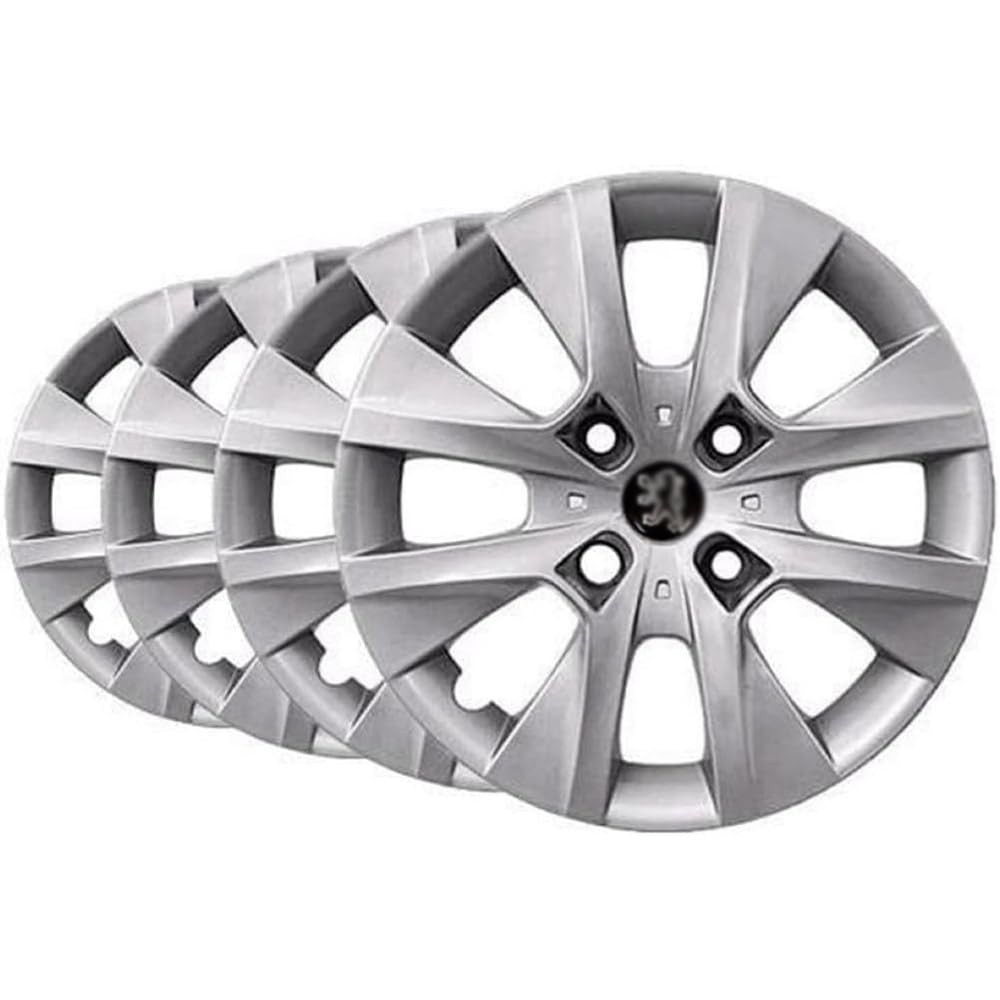 Jogo de Calotas Aro 14 Prata para Peugeot 206, 207 e 307 com Emblema Preto