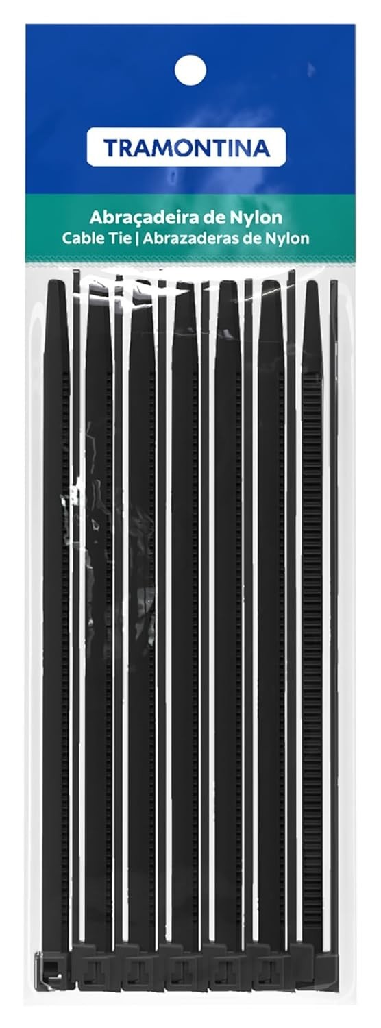 Abraçadeira Nylon Tramontina Preta 295x4,6mm - Kit 30 Peças: Organização e Segurança Profissional