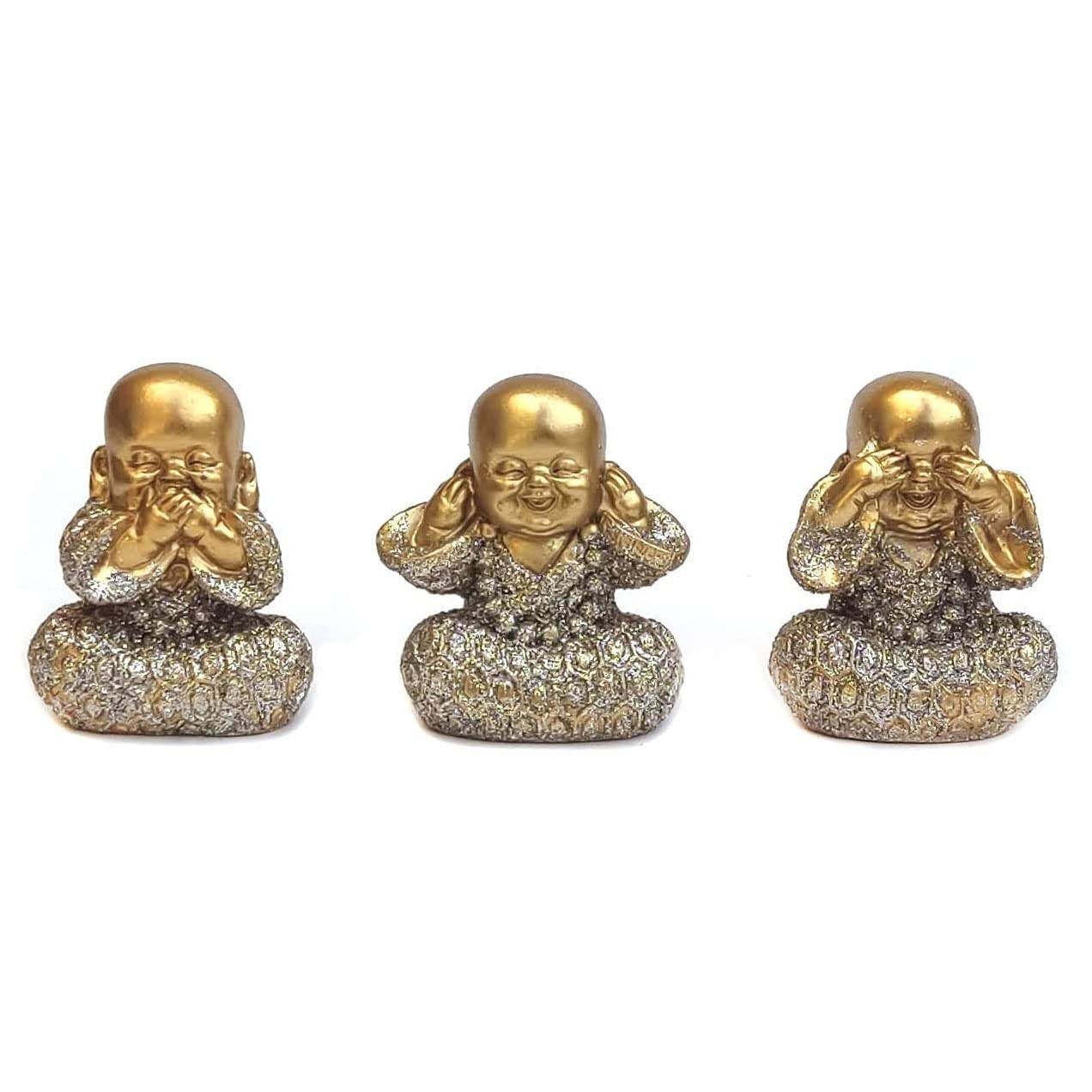 Trio Buda Decorativo em Resina - 3 Modelos para Meditação e Decoração Zen