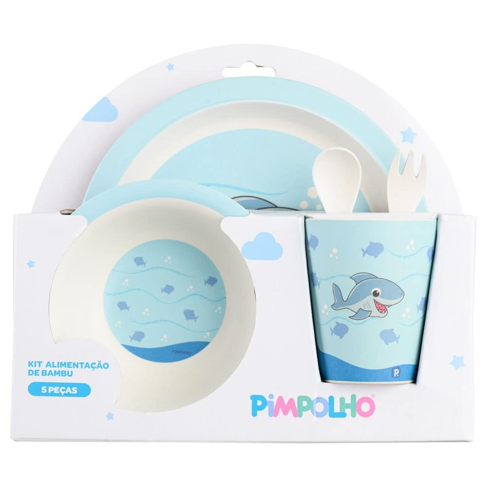 Kit Alimentação Pimpolho 5 Peças - Prato, Tigela, Copo, Garfo e Colher para Bebês