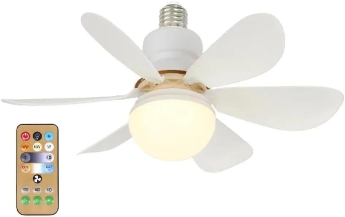 Ventilador de Teto com Luz LED e Controle Remoto – 6 Pás Silenciosas, Design Moderno, Ideal para Quartos e Salas