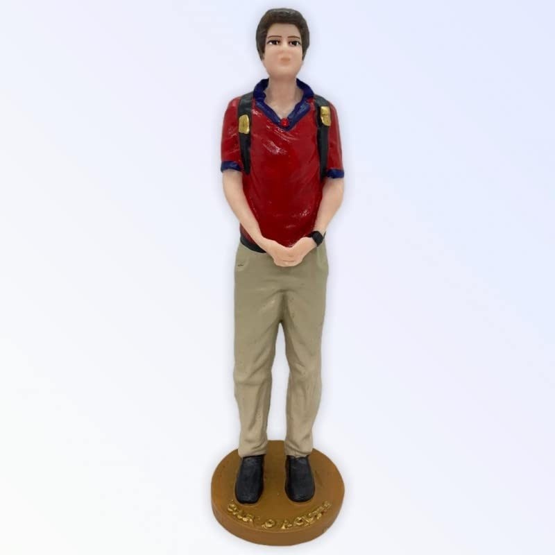 Escultura de Santo Carlo Acutis em Resina 19 cm - Detalhes Minuciosos e Pintada à Mão