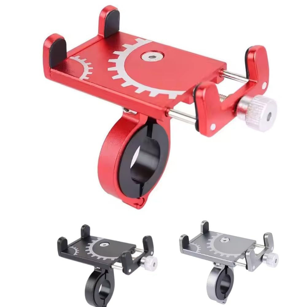 Suporte de Celular Alumínio para Moto e Bicicleta - Ajustável e Articulado (Vermelho)