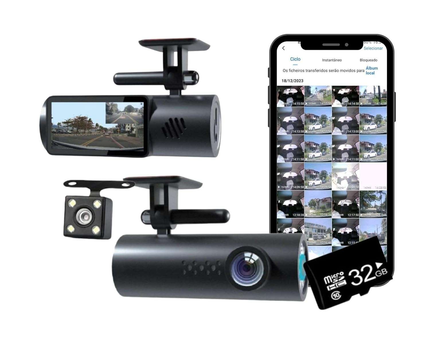 Black Box GP4 Dual: Câmera Veicular com Wi-Fi e Cartão 32GB para Segurança Completa