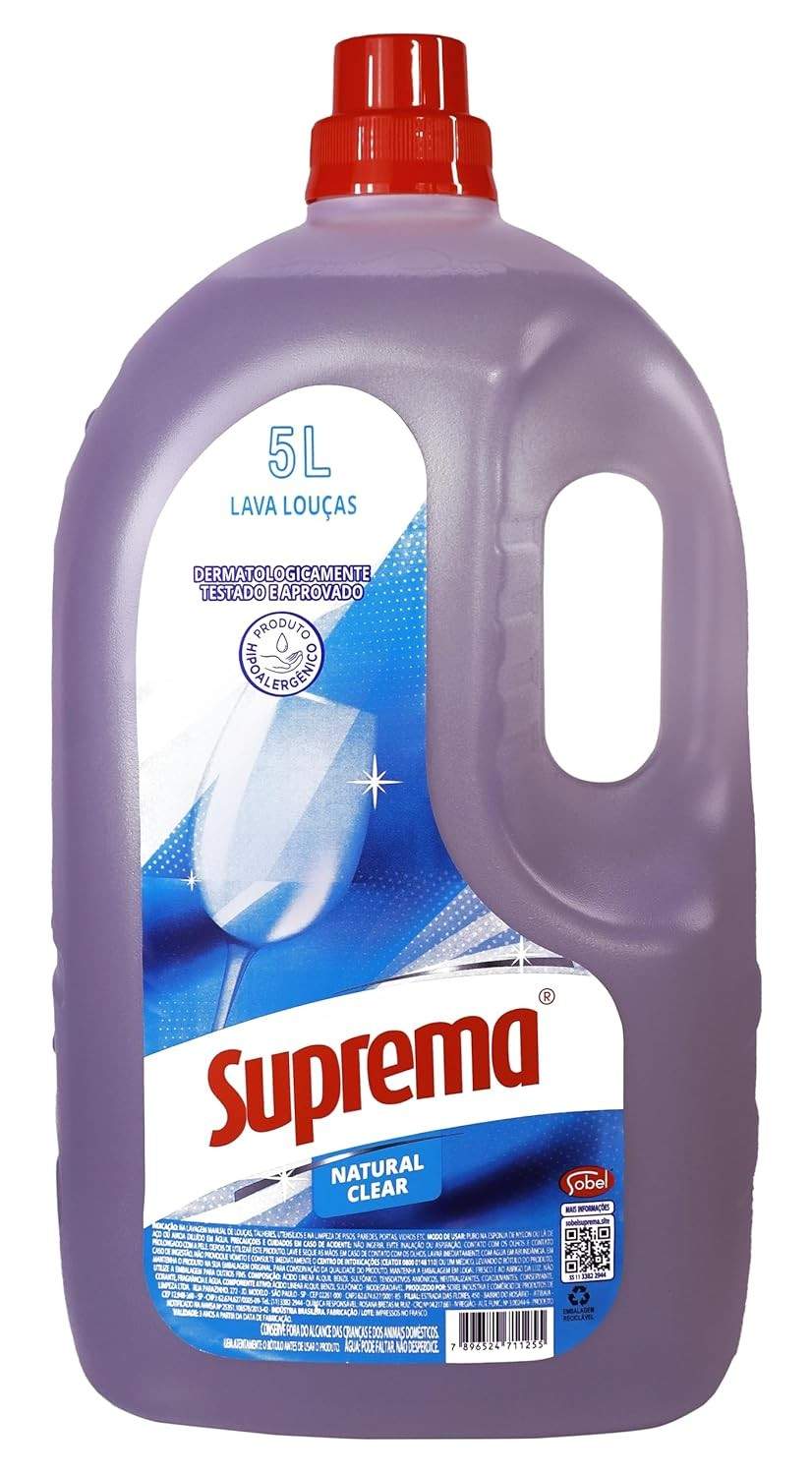 Suprema Lava Louças Natural Clear 5L - Limpeza Eficiente e Suave para as Mãos