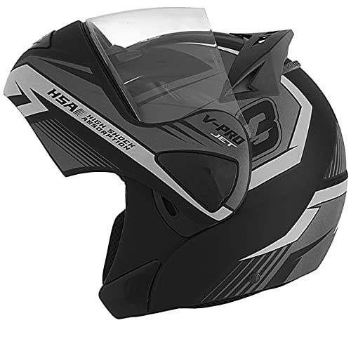 Capacete Moto Robocop Escamoteável V-Pro Jet 3 Cinza - Segurança e Estilo