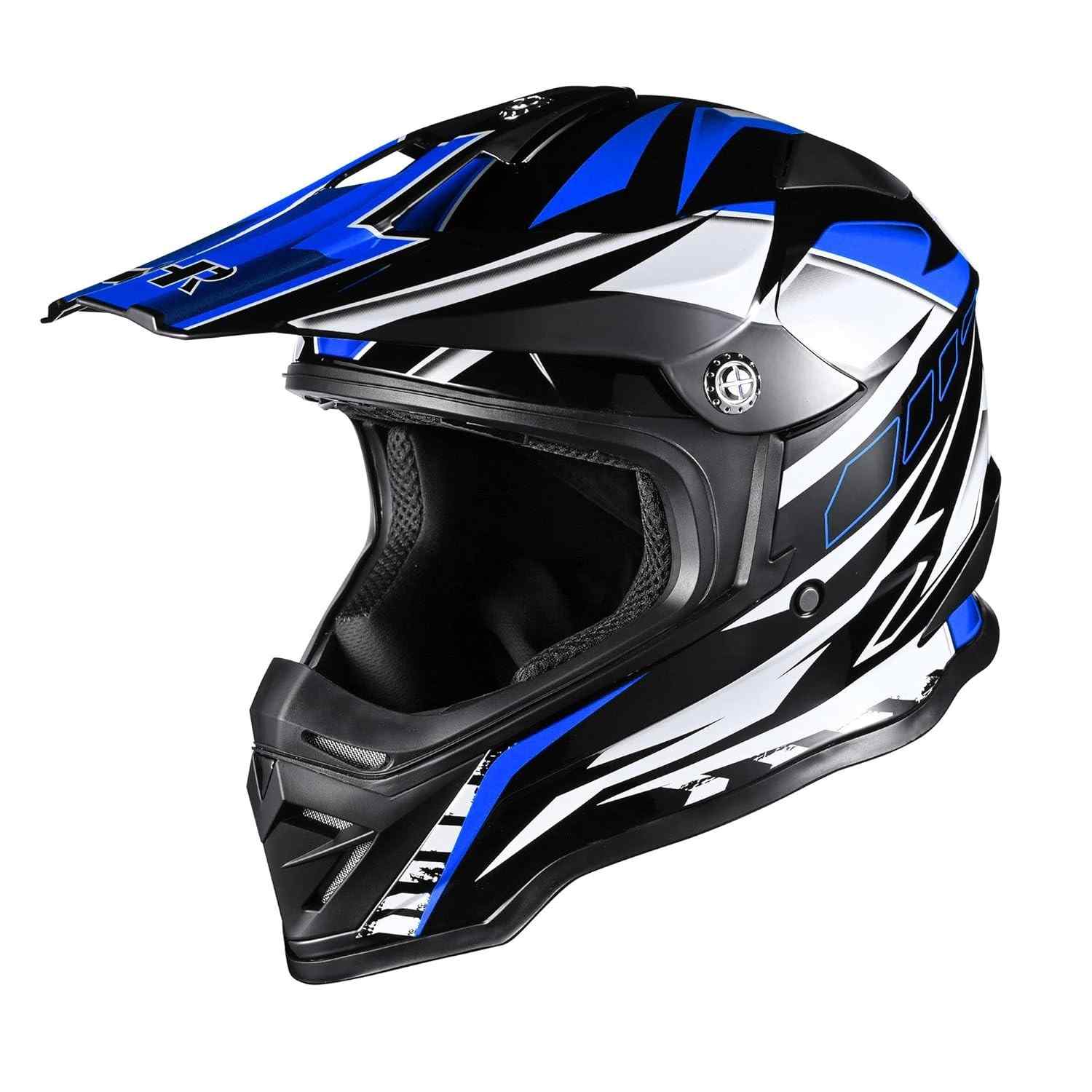 Capacete AHR Adulto Offroad H-Ven25: Segurança e Estilo para Motocross, Quadriciclo e Mais (Preto e Azul)