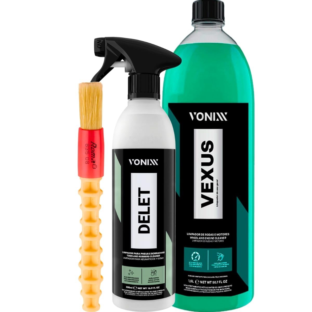 Kit Limpeza Automotiva Vexus: Rodas, Motor, Plásticos e Borrachas Impecáveis!