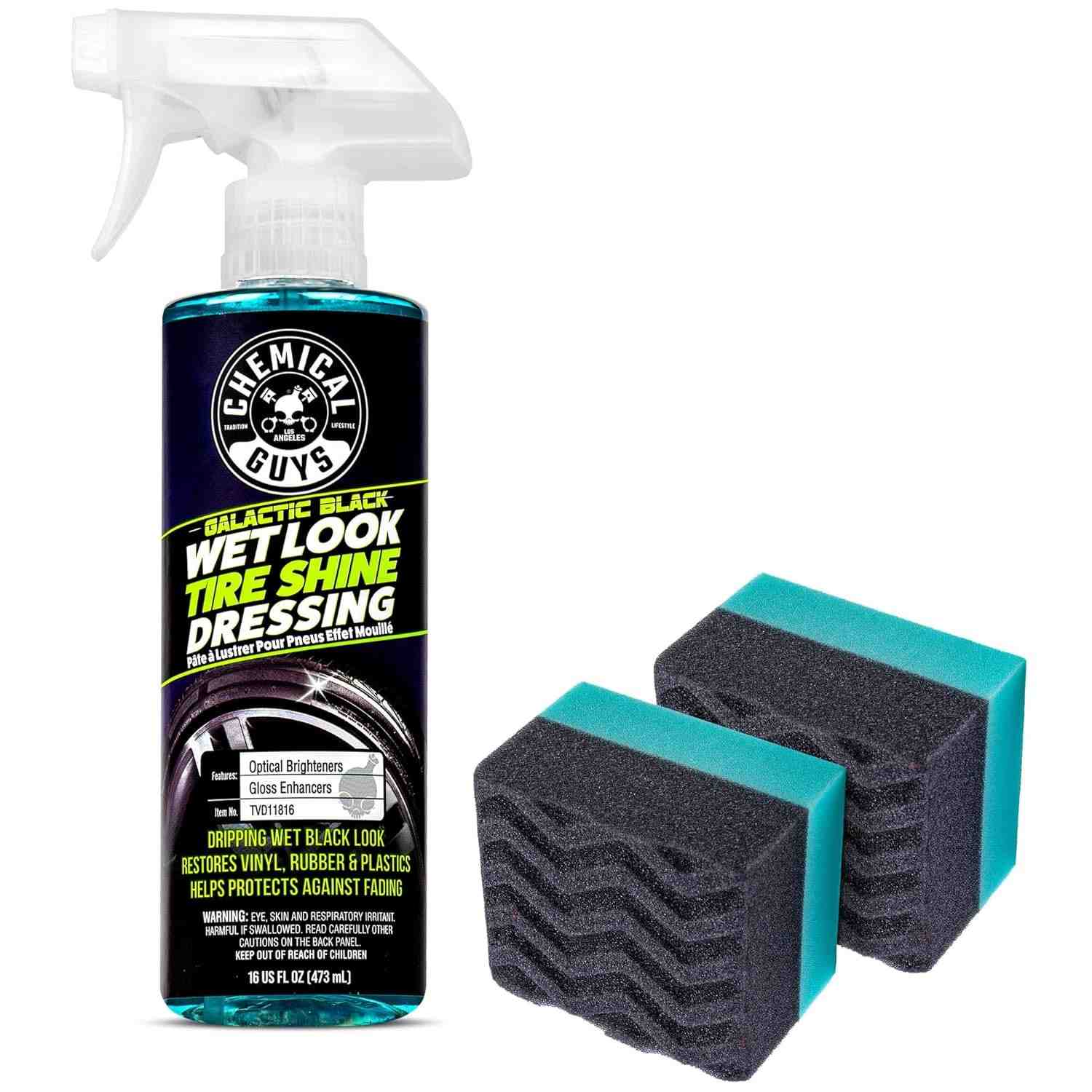 Chemical Guys Galactic Black Wet Tire Shine + Wonder Wave Durafoam - Brilho Intenso e Aplicação Perfeita