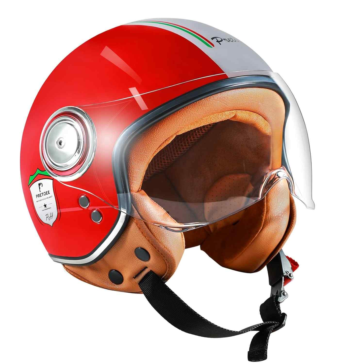 Capacete Aberto Retrô Vintage: Estilo e Segurança para Scooter, Chopper e Ciclomotor - Aprovado DOT