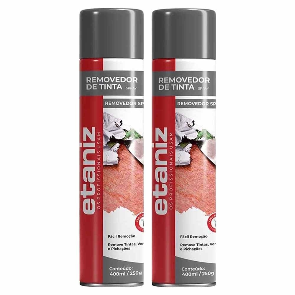 Removedor de Tinta e Verniz Spray Etaniz 400ml - 2 Unidades | Solução Profissional para Paredes e Tetos