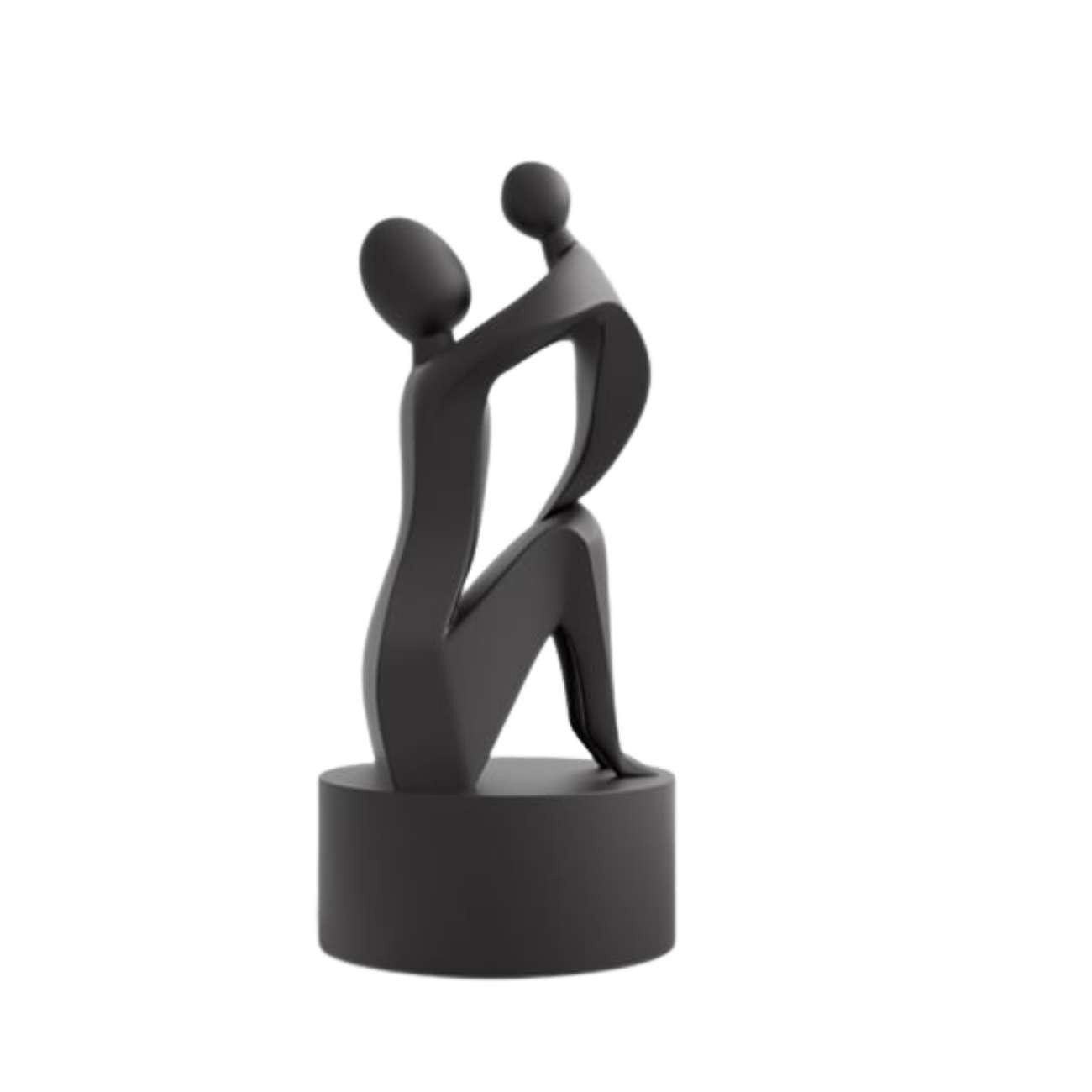 Escultura Decorativa Mãe e Filho Moderna - Design Elegante em Preto