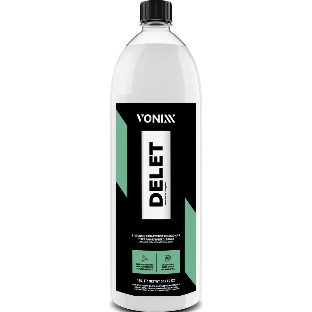 Delet Vonixx 1,5L: Limpador Profundo para Pneus e Borrachas - Restaure a Originalidade!