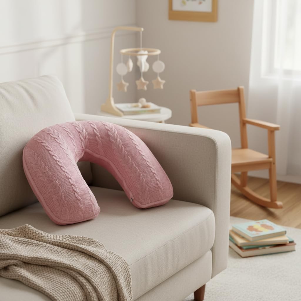 Almofada de Amamentação em Tricot com Zíper Formato U - Conforto e Segurança para Mãe e Bebê