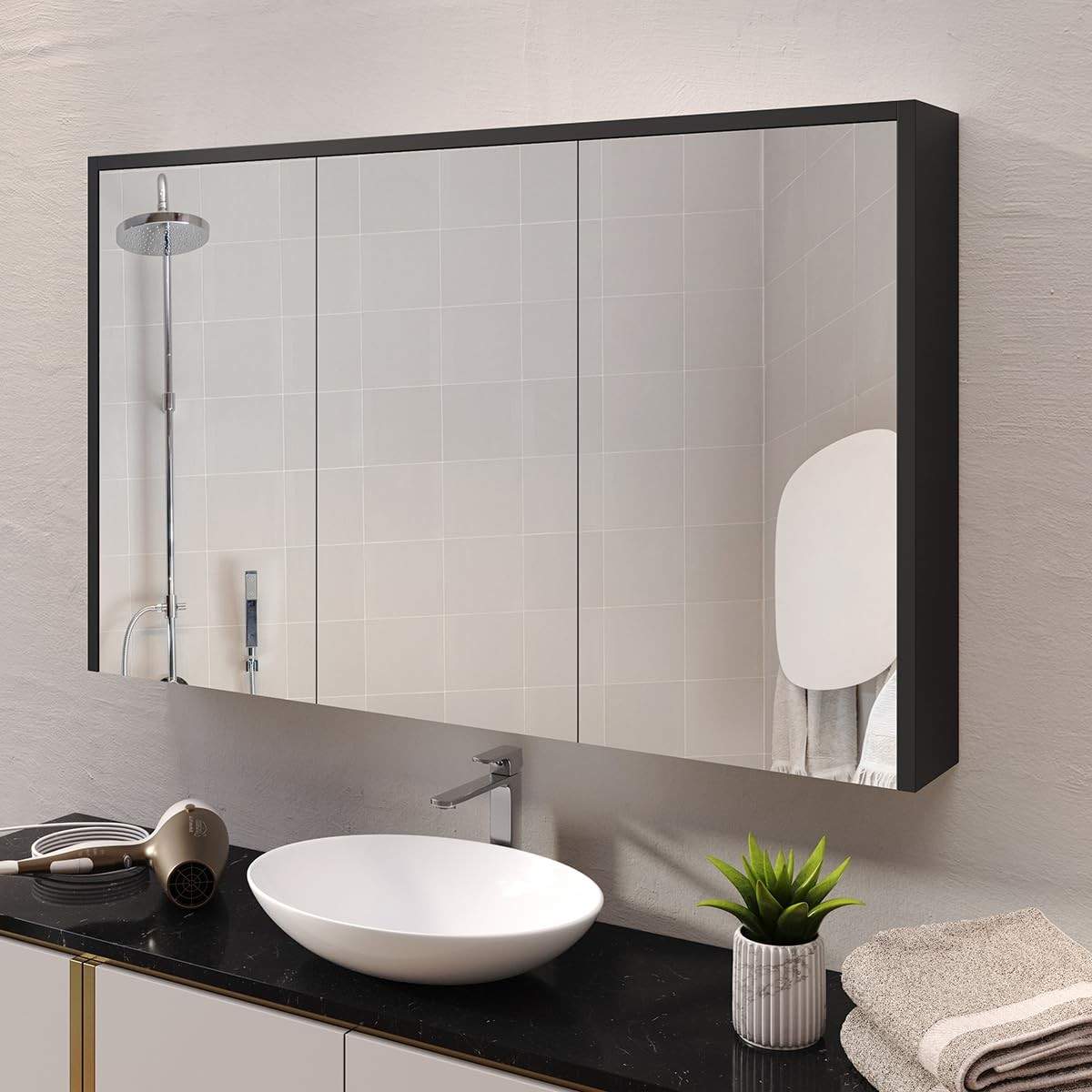 Espelheira Trindade 3 Portas com Amortecedores – Design Moderno e Funcionalidade Premium